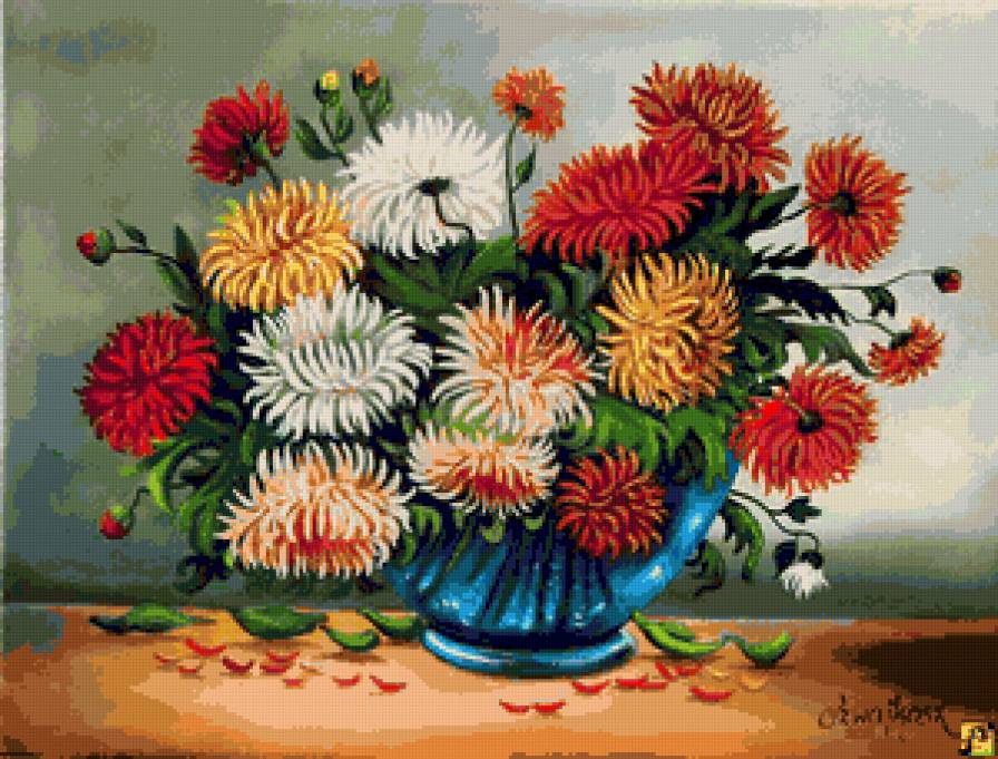 Хризантемы - хризантема, красота, цветок, букет, хризантемы, натюрморт, цветы - предпросмотр