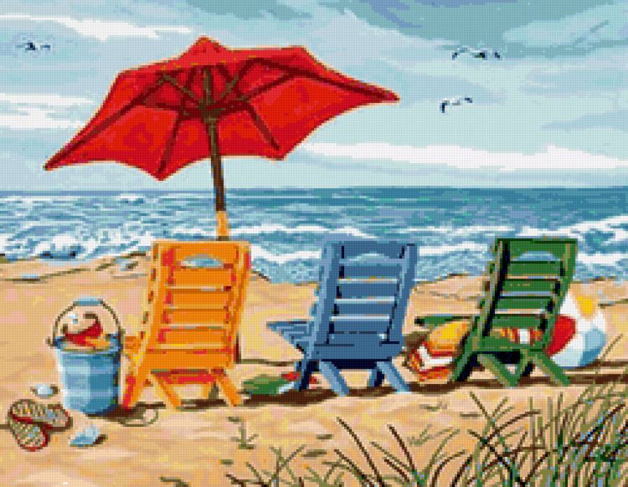 В ожидании отпуска - зонтик, пляж, море, пейзаж - предпросмотр