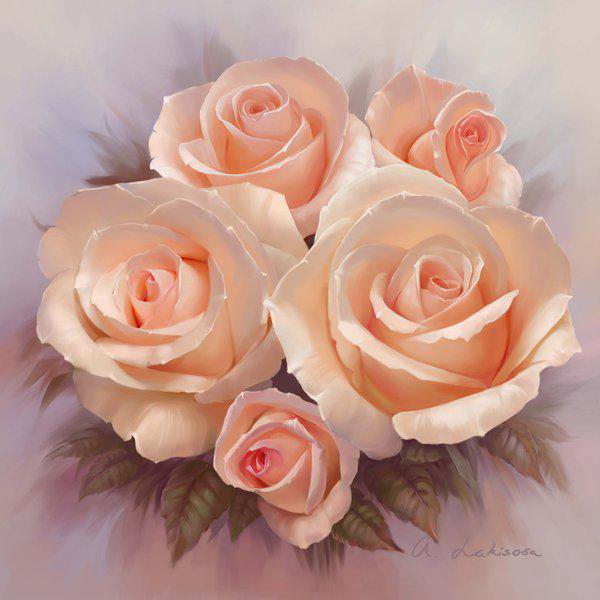 №164306 - цветы, картина, розы - оригинал