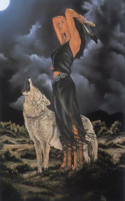 Серия "В индейском стиле" - волки, животные, девушка - оригинал