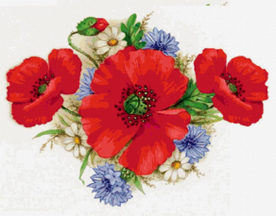 маки другие нитки - маки, цветы.букет - предпросмотр