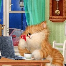 Схема вышивки «кот за компьютером»