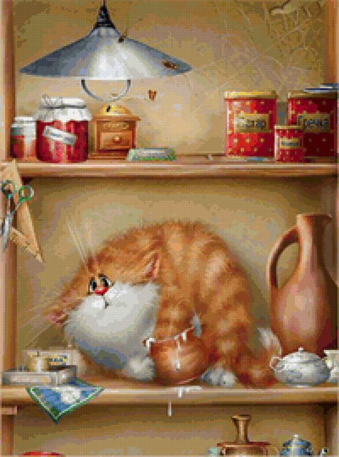 Рыжик воришка - кот, сметана, кухня... - предпросмотр