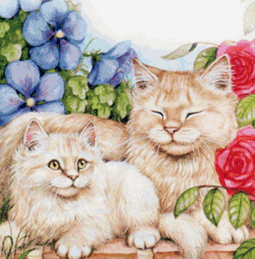 №165115 - кот, цветы - предпросмотр