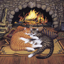 Оригинал схемы вышивки «коты у камина (с орегинала картины Ч.Высоцкого)» (№165155)