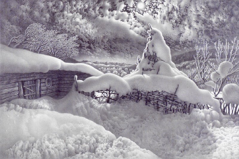 На хуторе близ Диканьки - ночь, деревня, зима, снег - оригинал