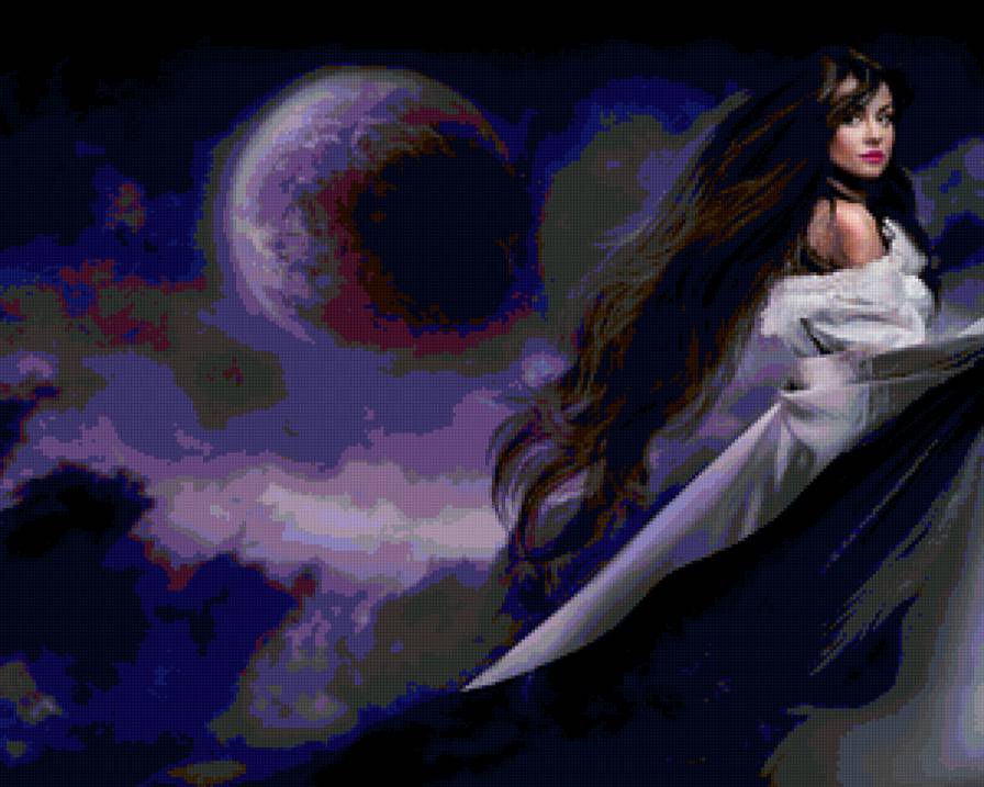 Принцесса ночи - девушка, луна, ночь - предпросмотр