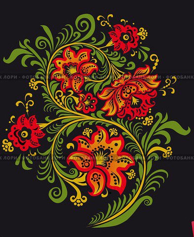 Хохлома - роспись, подушка, цветы, хохлома - оригинал