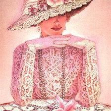 Оригинал схемы вышивки «женщина в шляпке» (№166096)