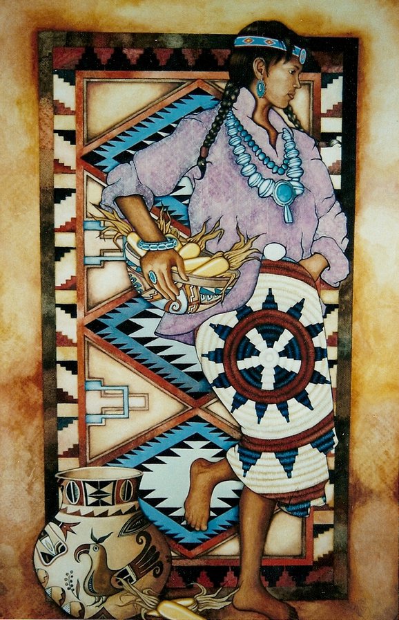 Серия "В индейском стиле" - девушка, узоры - оригинал