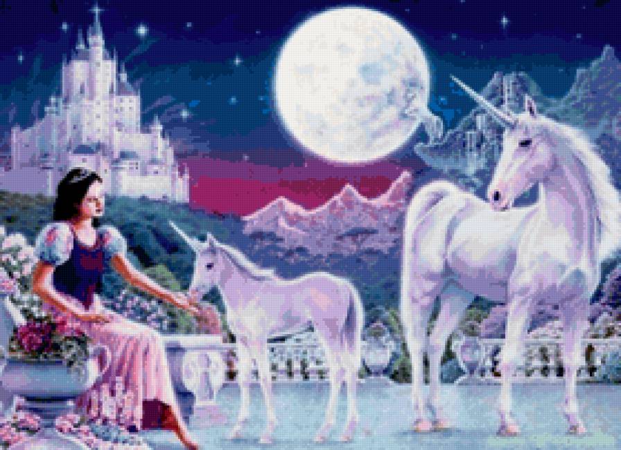 белоснежка и единорог - белоснежка, мультфильмы, сказка, белоый, единорог, принцесса - предпросмотр