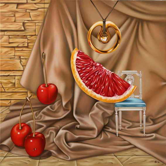 Вишни - живопись.подушка.натюрморт - оригинал