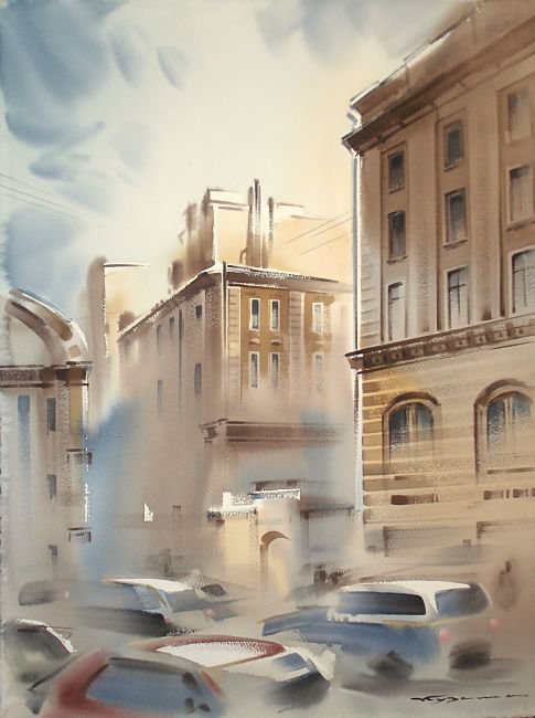 Улица - живопись, .пейзаж.улицы.картина - оригинал