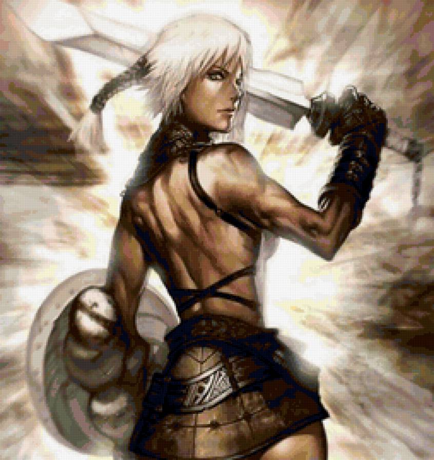 №166779 - воительница, воин, эльфы, фэнтази, рыцарь, эльфийка, аниме - предпросмотр