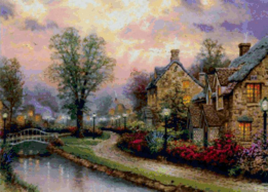 домик - цветах, домик, особняк, фэнтази, дом - предпросмотр