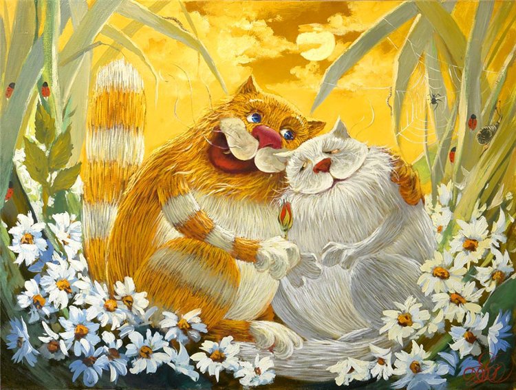 признание - влюбленные, кошки, пара - оригинал