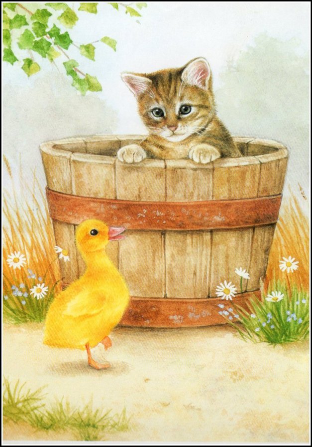 Прятки - кошки, живопись, животные - оригинал