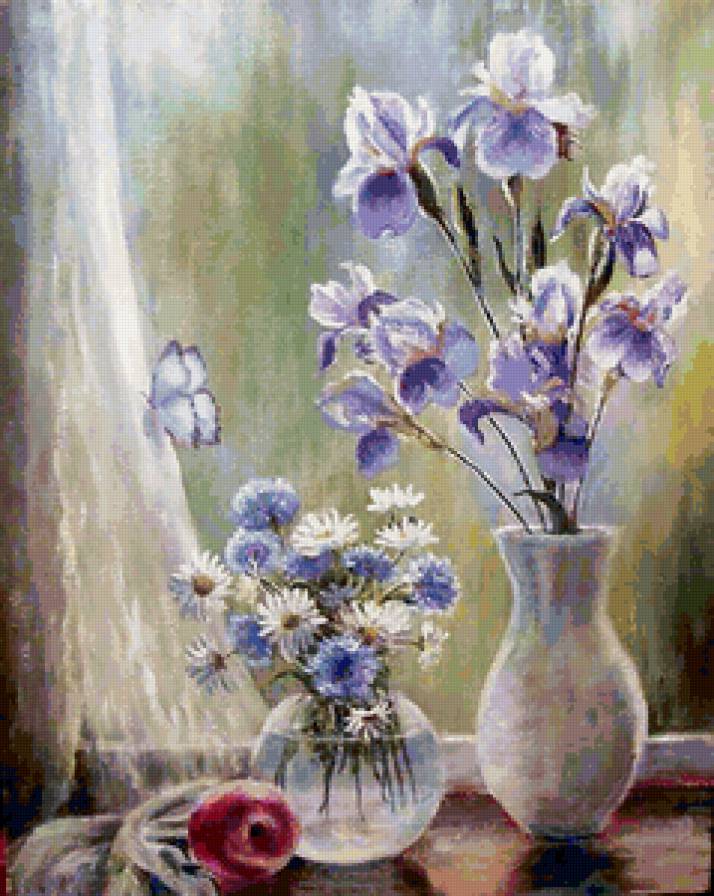 Два букета - цветы, живопись, декор - предпросмотр