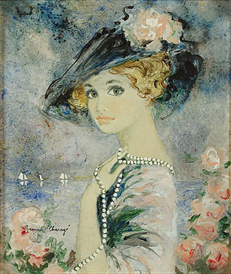 Милое ретро - живопись, женский образ - оригинал