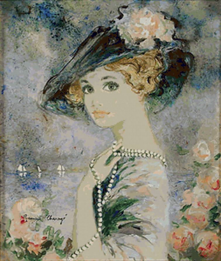 Милое ретро - живопись, женский образ - предпросмотр