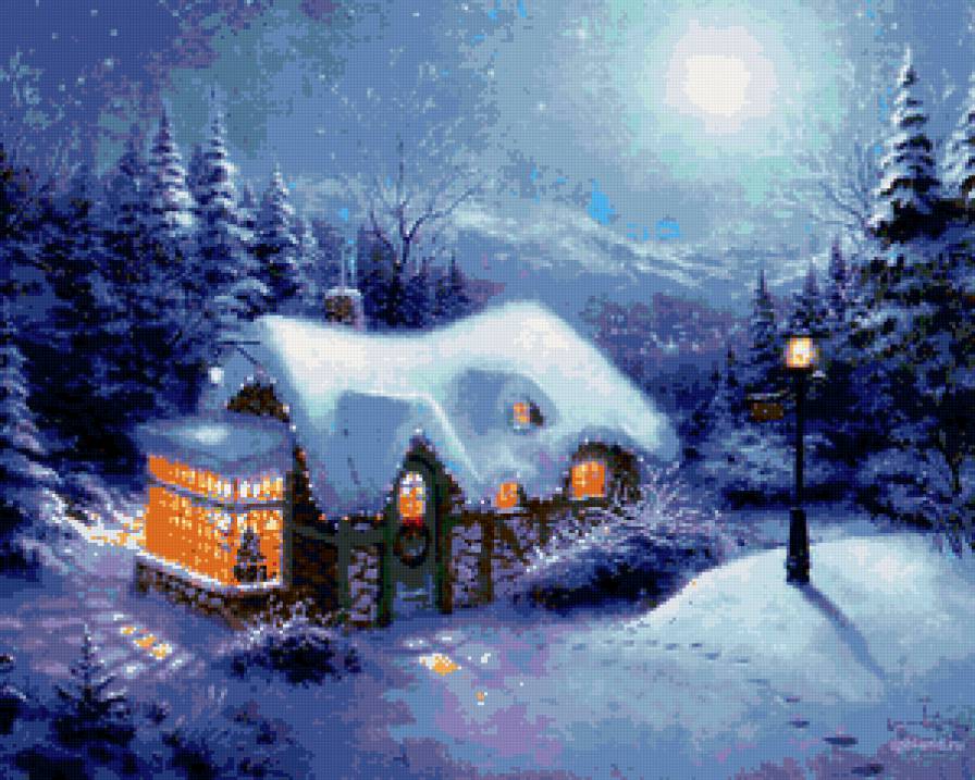 Домик под снежной шапкой - зима, снег, дом, сказка - предпросмотр