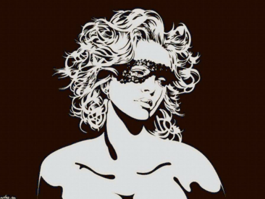 девушка в маске - маска, черно - белая, .девушка - предпросмотр