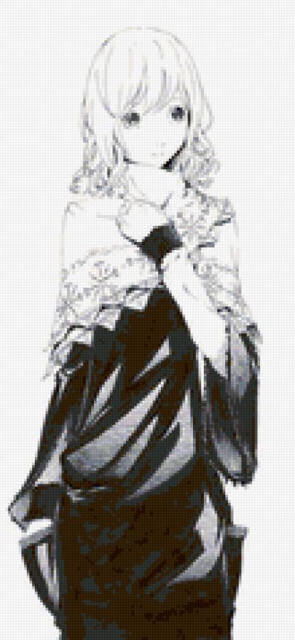 девушка - черно - белая, .девушка, аниме - предпросмотр