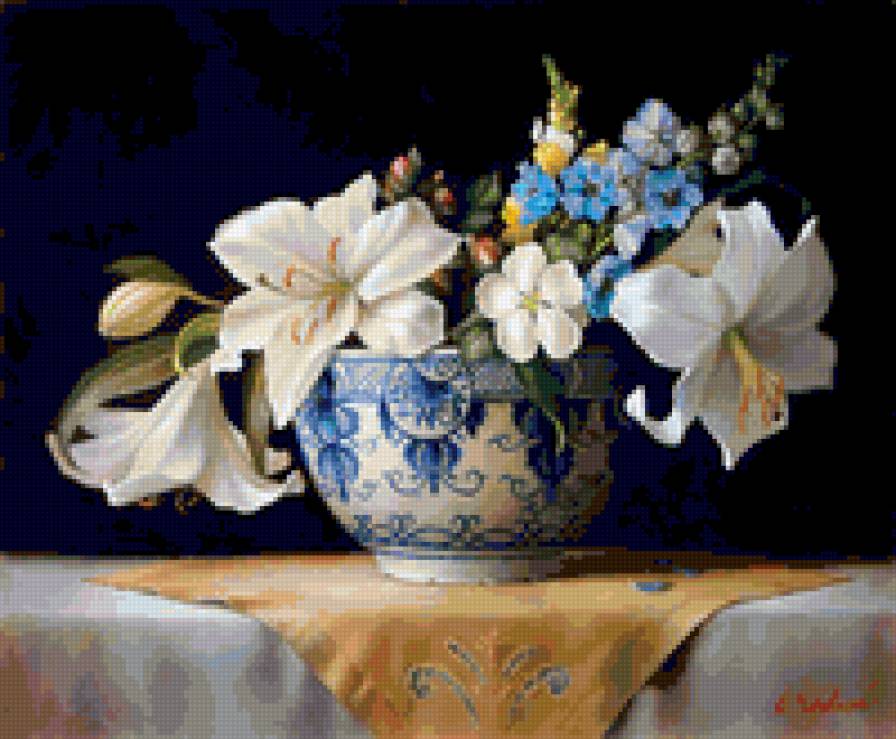 гжель - цветы - предпросмотр