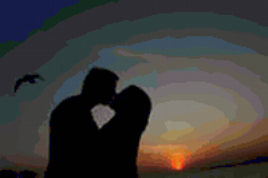 романтичный закат - двое любовь закат - предпросмотр