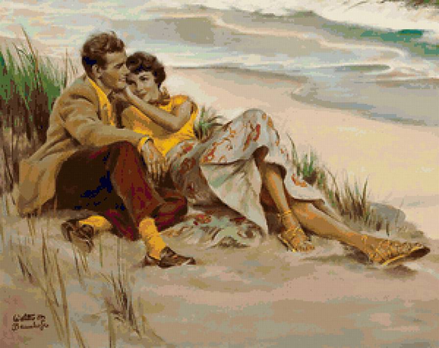 Момент счастья - пейзаж, море, пара, люди, девушка, двое, мужчина - предпросмотр