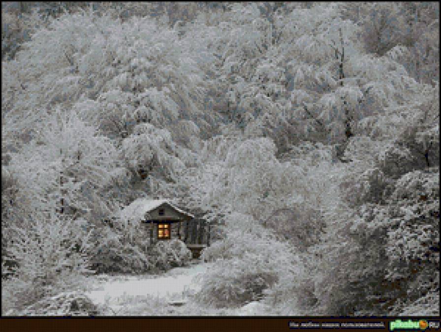 Зима - зима, лес, дом - предпросмотр