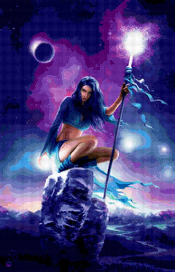 фэнтези - девушка, фэнтези, затмение, колдунья - предпросмотр