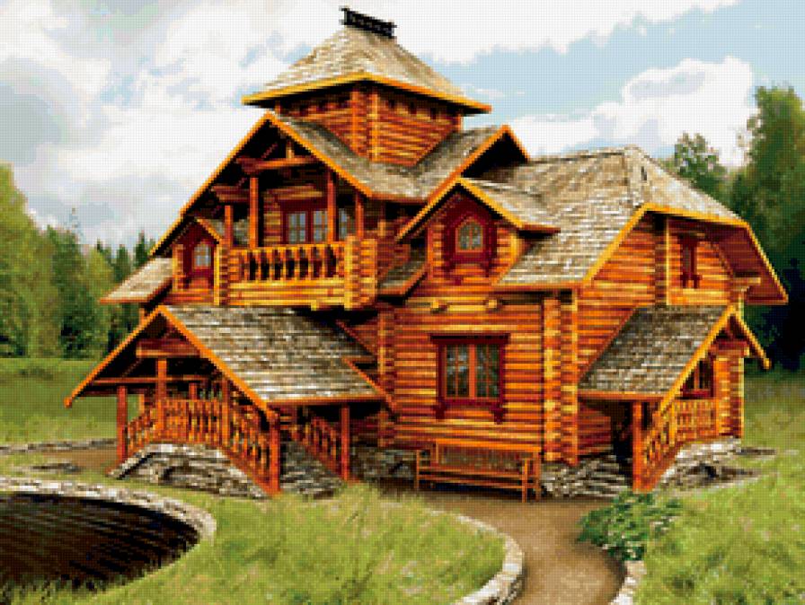 дом - домик, дом, коттедж, изба, терем, деревянный, особняк - предпросмотр