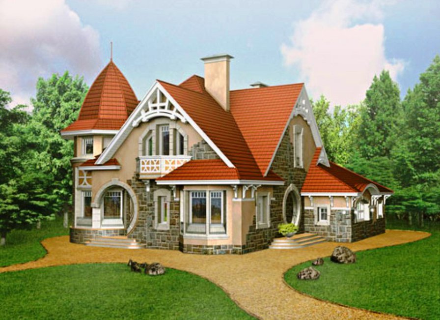 сказочный домик - деревянный, дом, терем, домик, красная шапочка, коттедж, особняк - оригинал