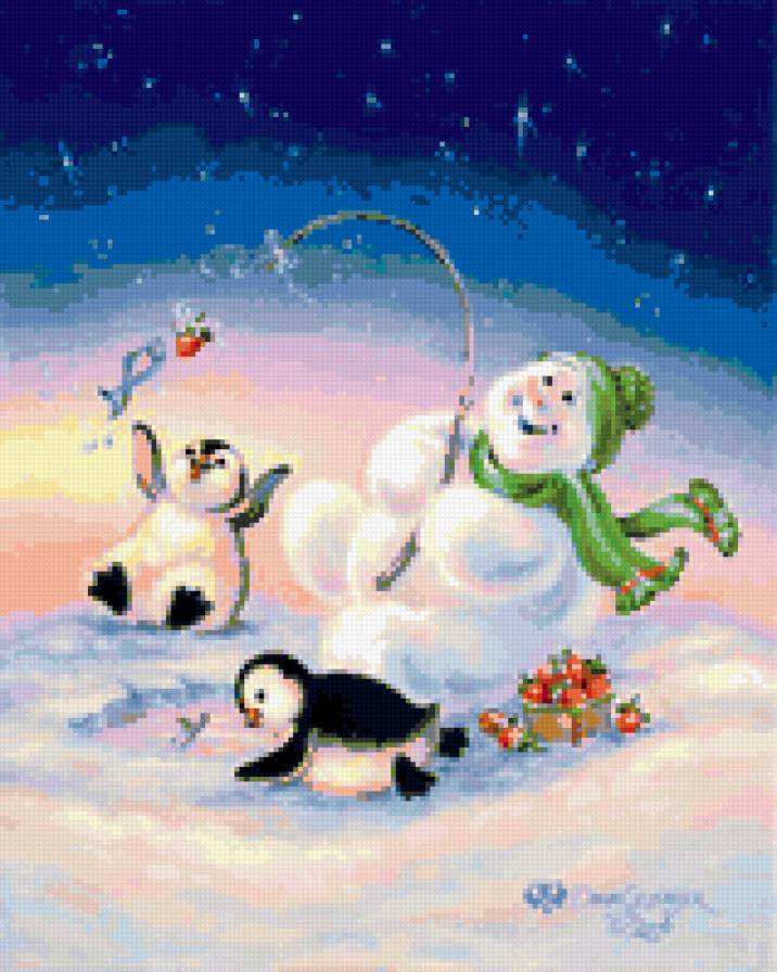 пингвинята - новый год - предпросмотр