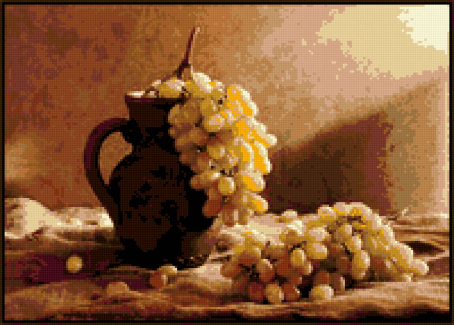 Натюрморт с виноградом - фрукты, кувшин, виноград, натюрморт - предпросмотр