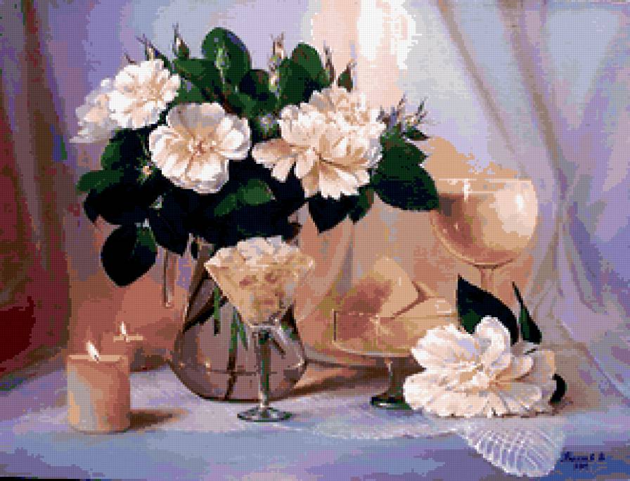 НАТЮРМОРТ С ПИОНАМИ - натюрморт, цветы, пионы - предпросмотр