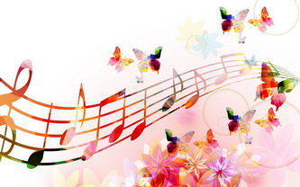 живая музыка - ноты, цветы, бабочки - оригинал