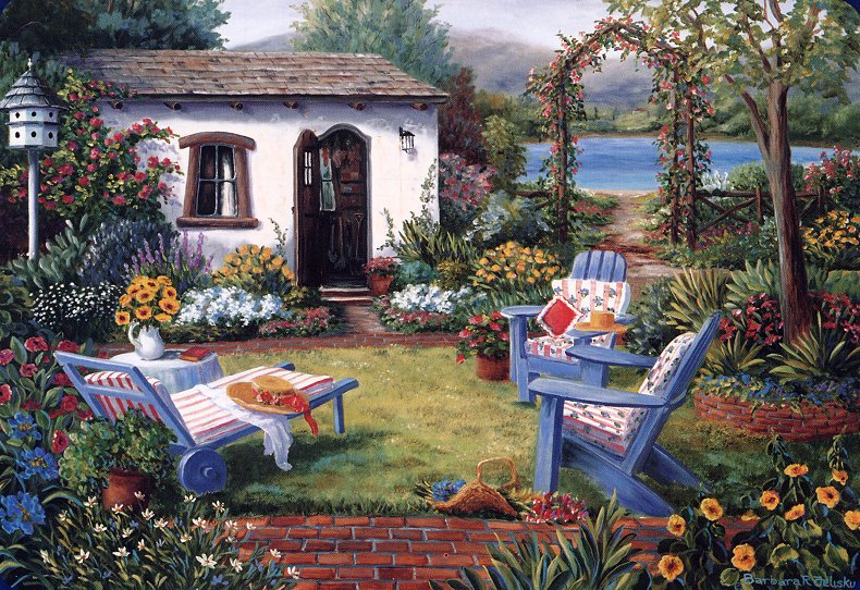 Райское местечко - цветы, дом, сад - оригинал
