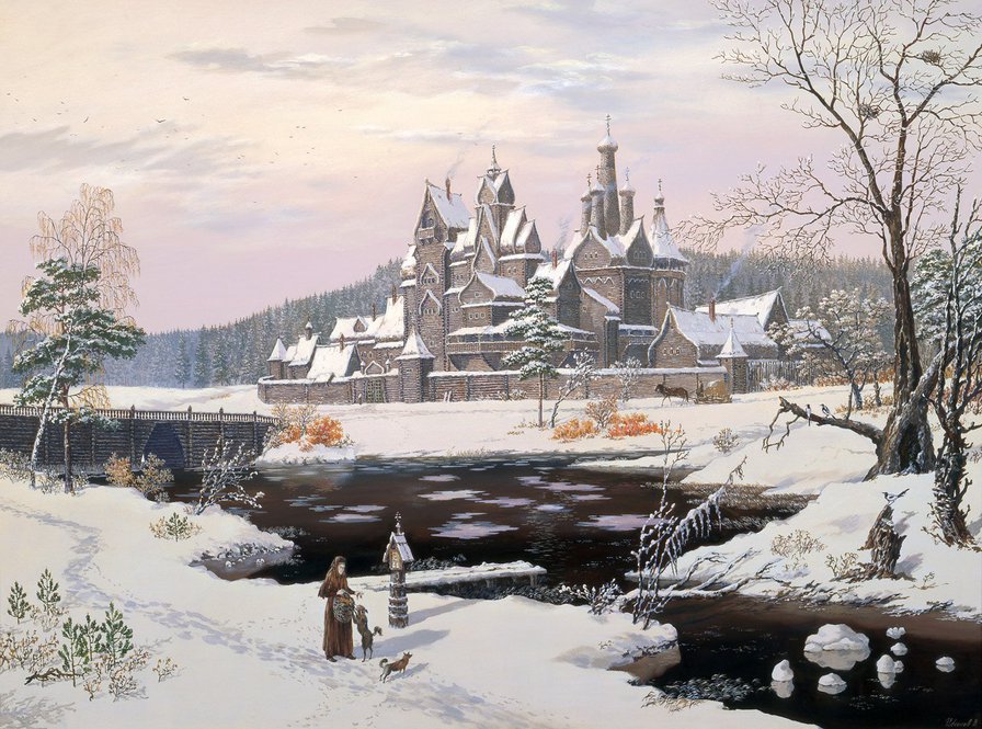 №169040 - терем, снег, зима, река - оригинал