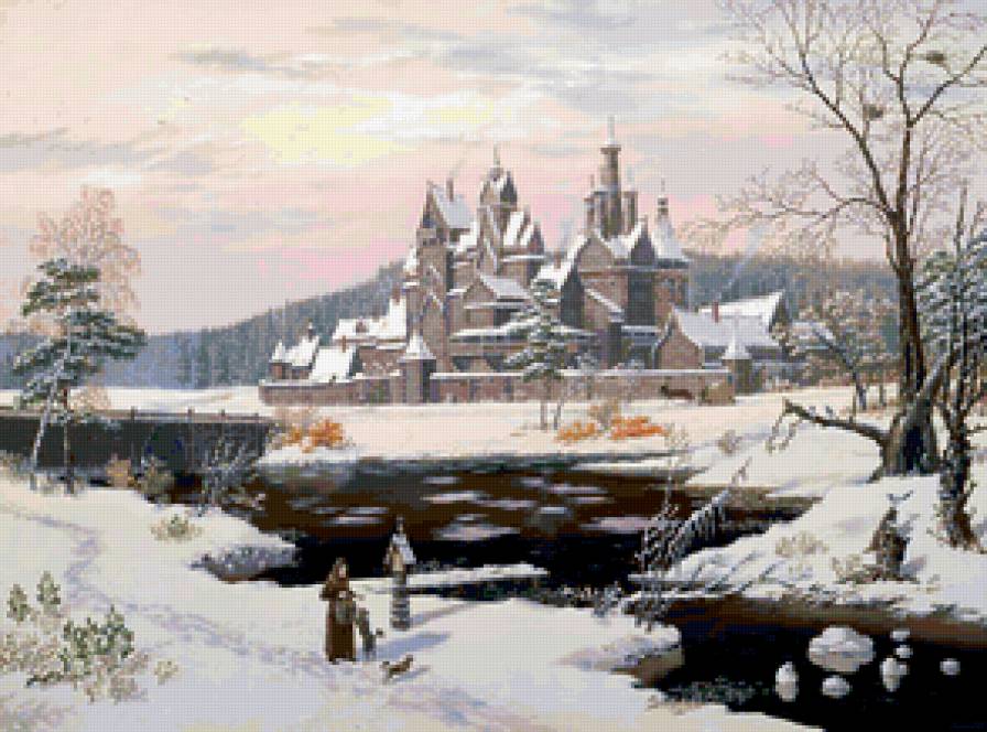 №169040 - река, зима, снег, терем - предпросмотр