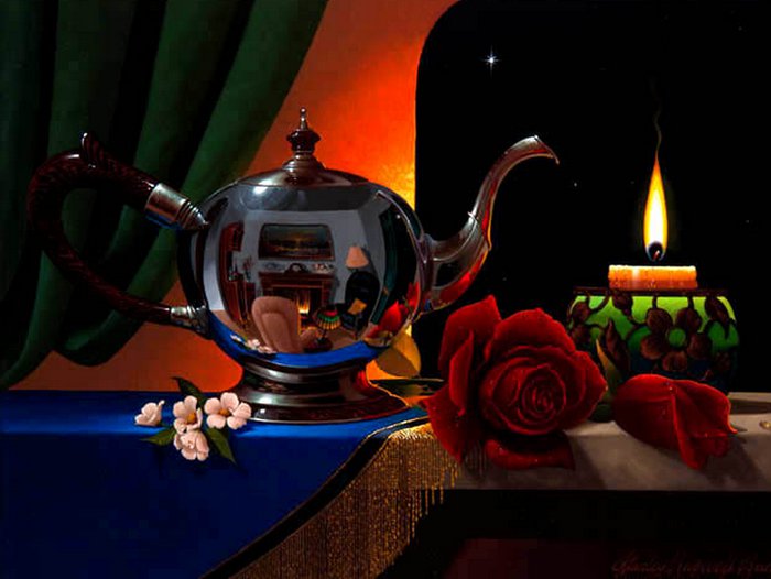 Натюрморт со свечой - натюрморт, живопись - оригинал