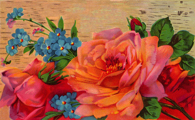 Розы и незабудки - декор, цветы, живопись - оригинал