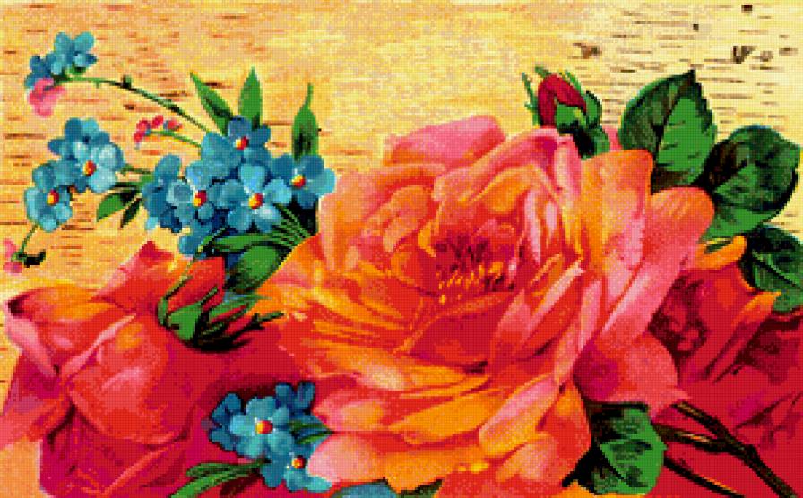 Розы и незабудки - живопись, декор, цветы - предпросмотр