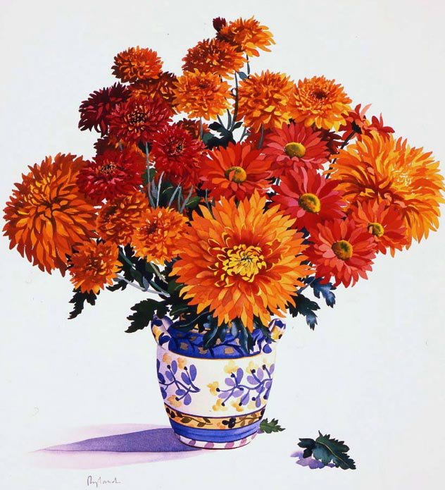 Серия "Букет" - георгины, букет, ромашки, хризантемы, цветы - оригинал