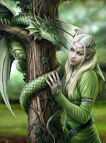 Девушка с драконом - дракон, девушка, картина - оригинал