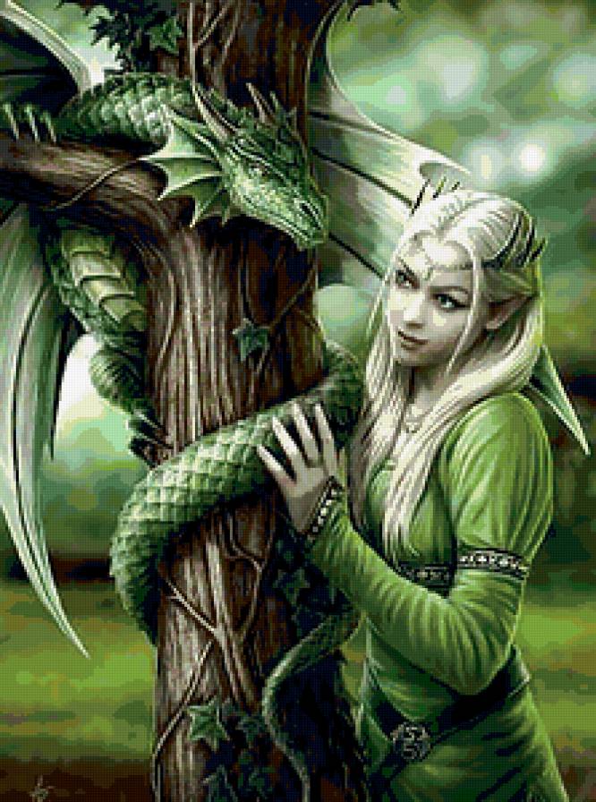 Девушка с драконом - дракон, девушка, картина - предпросмотр