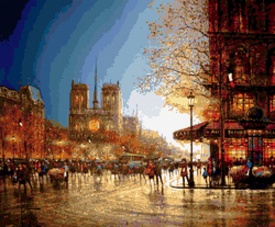 Нотр-Дам вечером - франция, вечер, нотр-дам, париж - предпросмотр