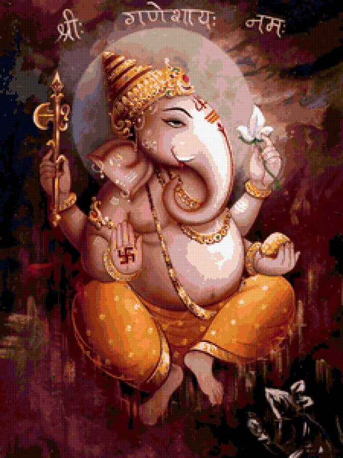 Ганеша - 60 цв - легенды, эпос, индуизм, индийская религия, картина - предпросмотр
