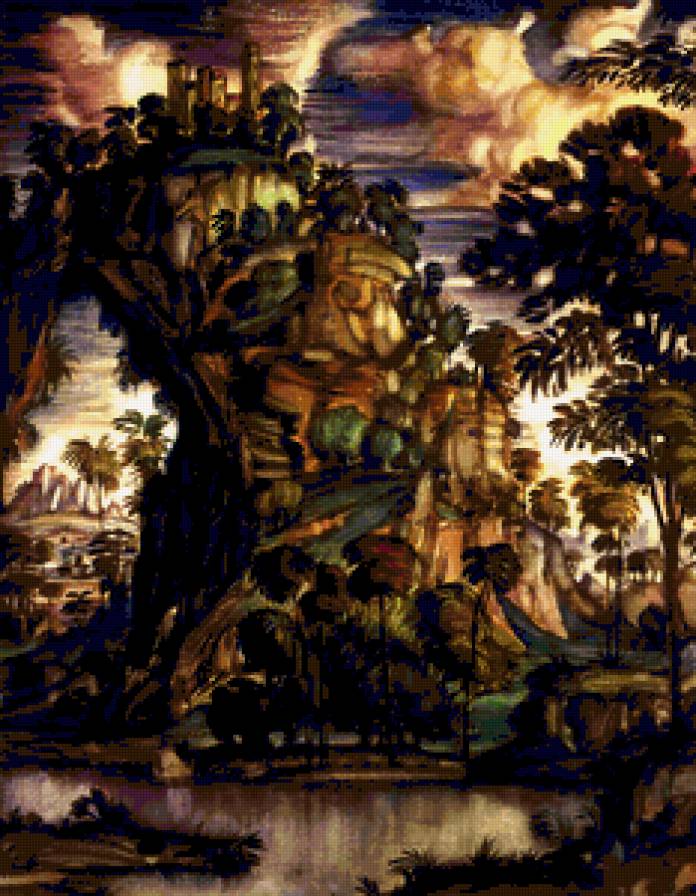 Константин Богаевский.Панно для особняко Рябушинского. - абстракция., замок, природа, пейзаж - предпросмотр